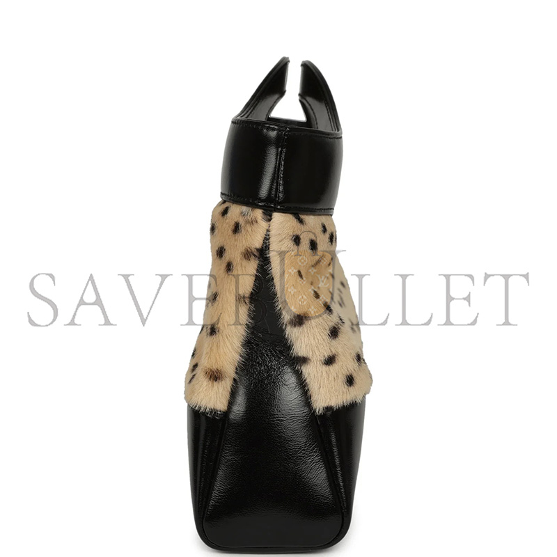 CHANEL CHEETAH PRINT 31 SHOPPER BEIGE CALF HAIR, BLACK SHINY LAMBSKIN GOLD HARDWARE AS6361 (32*22*6.5cm)